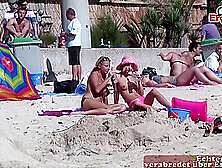 Public Beach Voyeur - German Teens Try Lesbian Games In Mallorca Holiday