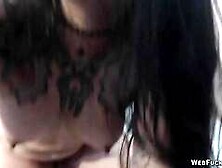 Tattooed amateur babe masturbates on webcam