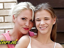 MatureNL Lezbian MILF Seduces Skinny Teeny and Mounts her Snatch with Dildo