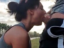 GF Sucks and Swallows Outside - Amazing Amateur Blowjob
