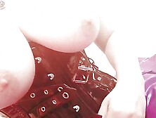 Sexual MILF in Purple Spandex Pvc Lingerie - Blonde Arya