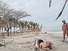 Two Lesbian Chicks Playing On The Beach Got Picked Up By A Tourist And Had Their Asses Fucked