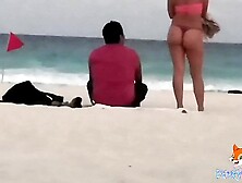 Showing my behind in a thong on the beach and exciting guys, only 2 dared to touch me (full movie on my premium xvideos channel)