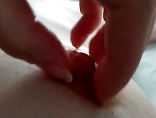 (HD) Teasing a pink,  hard nipple with my nails