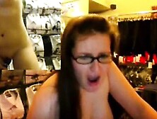 Hot Busty Brunette Babe Masturbates in Clothes Store