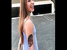 Tattooed Skater Chick Vanessa Vega In Skateboarding And Squirting In Public