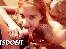 Blonde Babe Angel Piaff Sensually Sucking A Fat Dick On The Beach - Letsdoeit