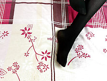 Tender foot fetish solo in black stockings from sexy mistress