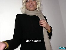 Black slut with blonde hair,  Luna Corazon is sucking dick and getting her shaved pussy stuffed