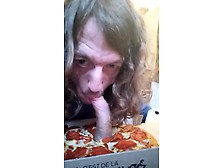 Giving Blowjob To Twink With Hot Pizza