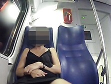 Hot Teacher flashing the pussy to her student on the train