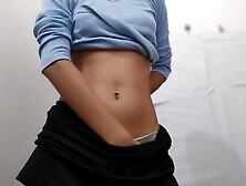 Alluring and spicy Hispanic babe Julia Bloom strips to show her curvy body and play with her lusciou