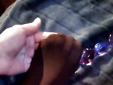 Horny Masturbation With Pantyhose Only And Purple Pacifier Glass Dildo