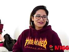 Interracial group-sex with Latin chick Lana Villafuerte. three large-cocked ebony lads for this nymphomaniac at Nigged