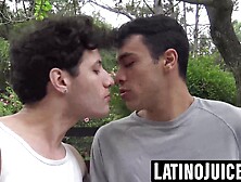 Gorgeous young Latinos fucking in a beautiful garden