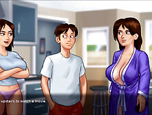 Sexy roommate Jenny getting nude showing her huge boobs,  Huge Tits Slut teasing - Summertime Saga 09