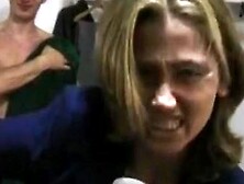 Female reporter in the mens locker room