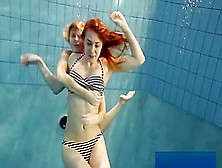 Horny Girls Strip Eachother In The Pool