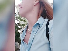 Depraved Blonde Publicly Shows Her Big Tits - Outdoor Nudity