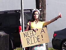 Amateur Hitchhiking Teen Fucked On The Car