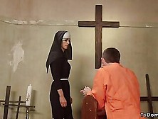 Huge Tits Shemale Nun Gets Blowjob