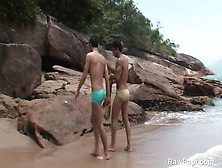 Two Couple Gay Enjoying Anal Sex In Beach