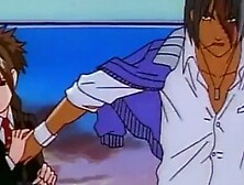 Fit and busty anime babes bent over and dicked down