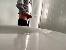 Dong Flash! A hotty catches me masturbating in a public throne-room on the beach and helps me finish