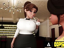 OOPSIE - Waitress Gets Mouth And Ass Filled With Cum During Service! 3D CARTOON PORN!
