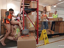 Working Girls At Warehouse: Interracial Threesome - Celtic Iron,  Air Thugger,  Chloe Surreal,  Nick Strokes,  Mike Avery,  Lexi Samp