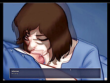 Josephine gives Johannes a blowjob behind the counter while he has his way with Tina