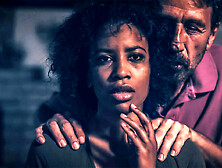 Ebony mature model squirts on wife knob