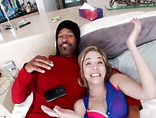 Blonde Hottie Gives Hot Bj To Black Stud