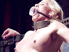 Gagged Blonde Gimp Pinned And Toyed