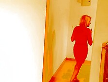 Angel Fowler In Hot Red Dress Alone At Home