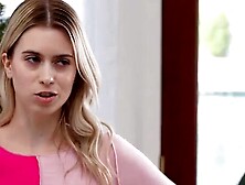 Jill Kassidy and Xxlayna Marie are decorating the holiday tree inside their itty bitty miniskirts.  The girls spy Jill's stepbrot