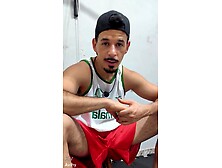 Teasing the little faggot with the red shorts out of underclothing