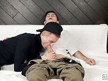 Young Guy Gives Deepthroat Blowjob To Teenager