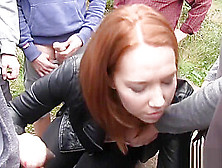 Dirty Redhead Dogging Sucking Strangers Cocks In Public