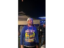 cuck shocked GF flashes pussy tits ass nascar race