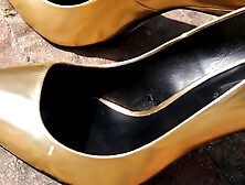 Gold Zara Heels