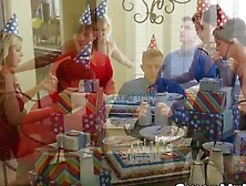 Best friends Olive Glass and Brooklyn Chase surprise their stepsons with blowjobs