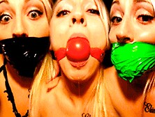 Kinky Blonde Amateur Gagged With Panties,  Ball Gag And Duct Tape In Home Made Gag Talk Video For Selfgags