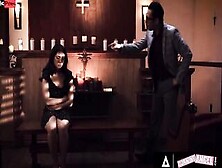 Cult Preacher Destroys Follower Jane Wilde's Mouth And Pussy And Blesses Her With His Semen