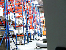 Slutty sexy blonde milf swallows my meat at work