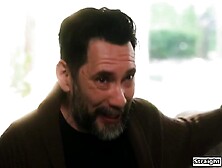 Black Avery Jane and her bf was caught having sex by the abode caretaker. To avoid trouble that babe lets him join and have 'em