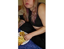 Fat angel eats all her fill and likes it