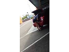 Candid Booty Bitch Cleaning Car