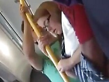 Asian Guy And College White Girl On Bus