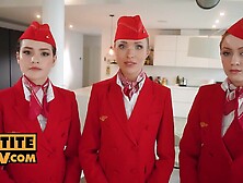 All Gal Air Steward 3Some Turns Fourway With Angelika Grays,  Cherry Candle An...